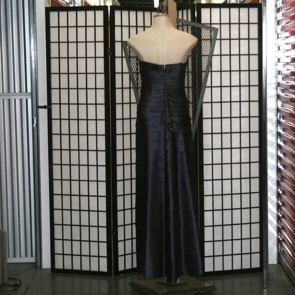 Charcoal Gown with Horizontal Strips with unfinished edges - Picture 7 of 10